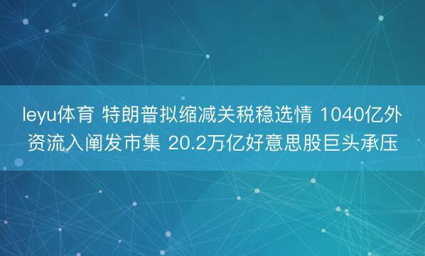leyu体育 特朗普拟缩减关税稳选情 1040亿外资流入阐发市集 20.2万亿好意思股巨头承压