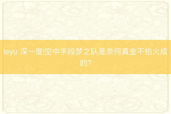 leyu 深一度|空中手段梦之队是奈何真金不怕火成的?