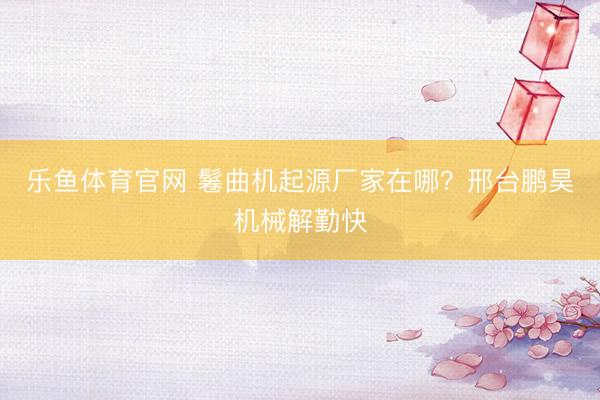 乐鱼体育官网 鬈曲机起源厂家在哪?邢台鹏昊机械解勤快
